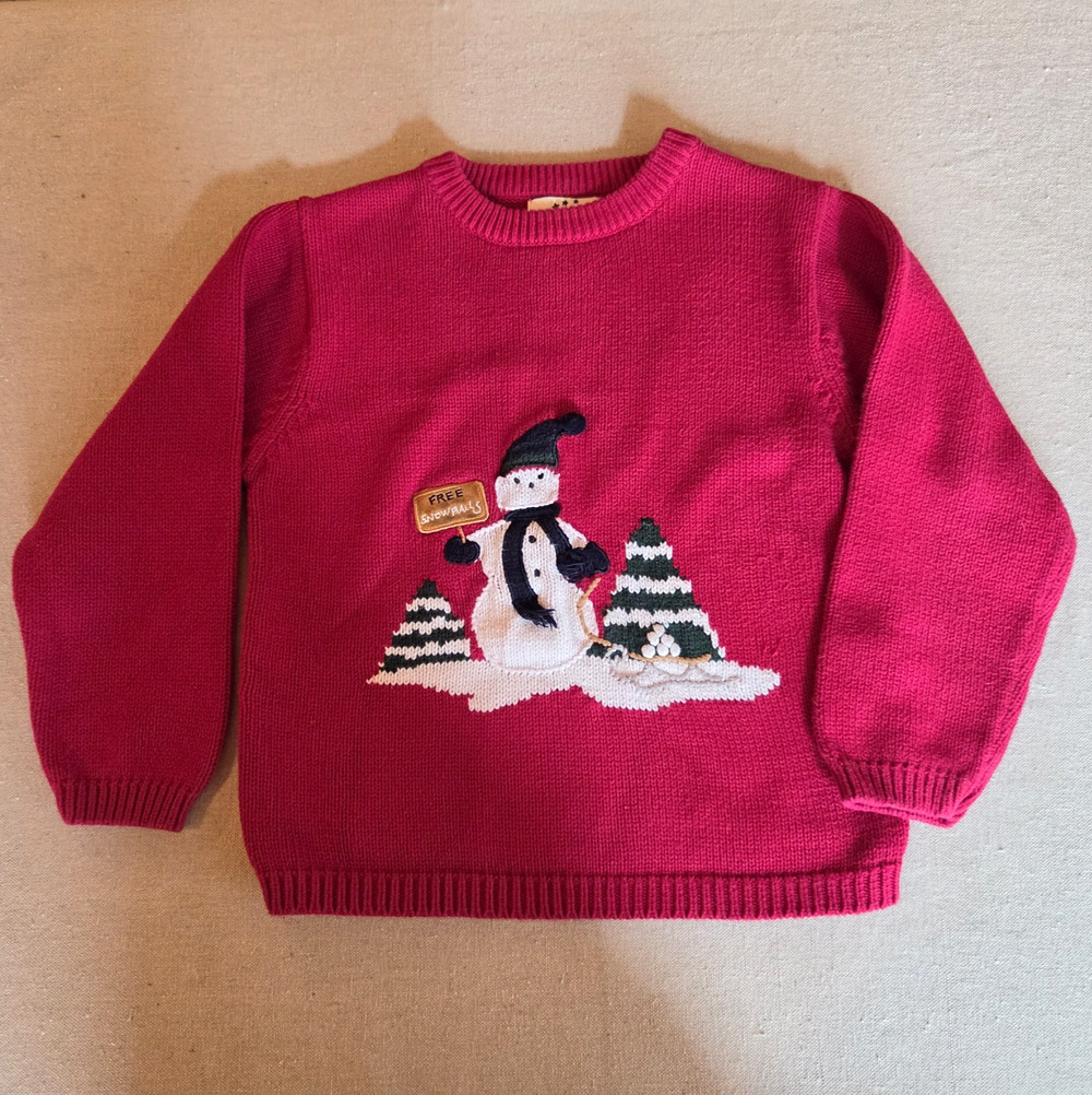 Harry & Me Red Snowman Sweater Winter Snowballs Christmas Holiday Kids Size 7